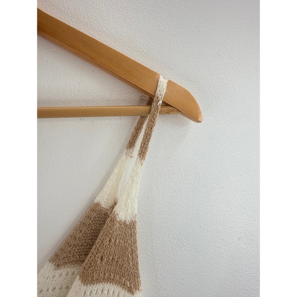 Pink Lily Striped Knit Crochet V Neck Tank Top Women's Size M Boho Festival Chic - Picture 5 of 8